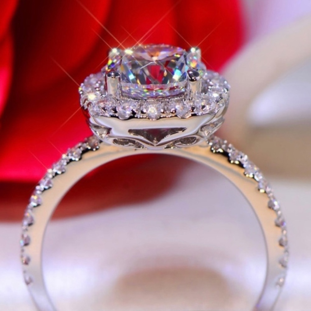 New Mojssanite Diamond 14k White Gold 1 CT Round Cut Ring - Picture 14 of 16
